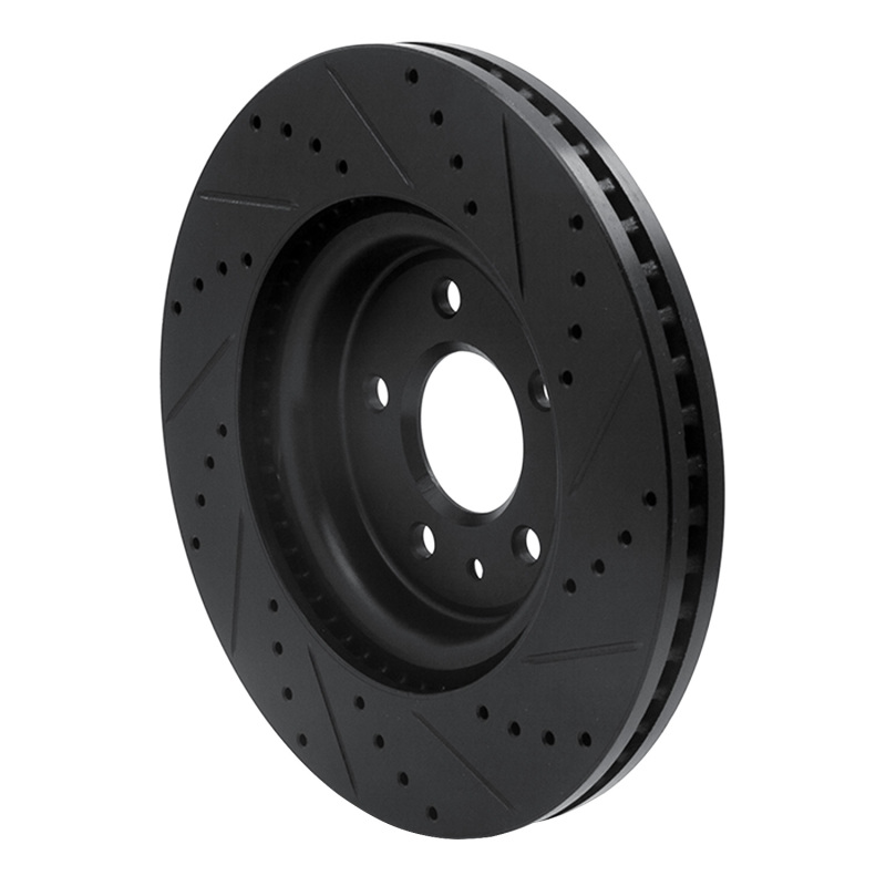 Ford Flex Brake Rotor (1) - Front Left - R1 Concepts - Drilled & Slotted - Black - `11-`19